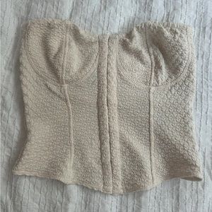 Cream Textured Bustier Top
